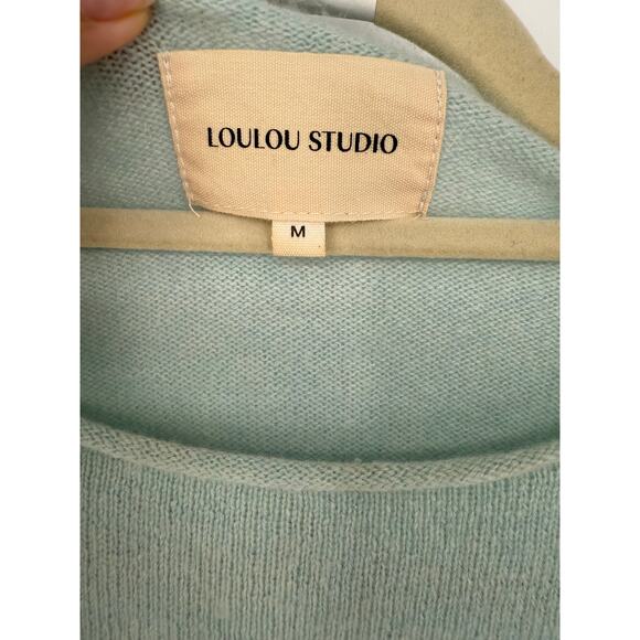 Loulou Studio Cashmere Sweater in Blue Ice Melange Size Medium Oversized Boxy - Picture 6 of 10